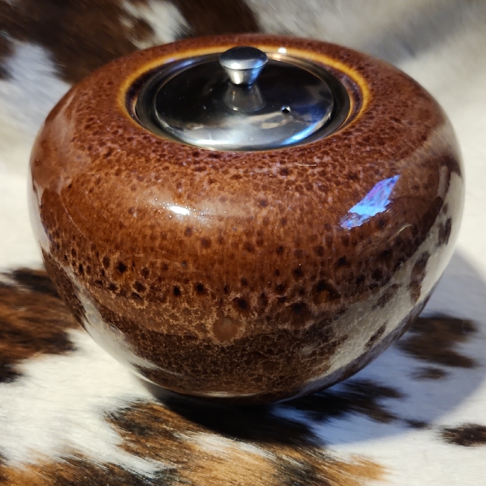 Brown Ceramic Jar with Lid